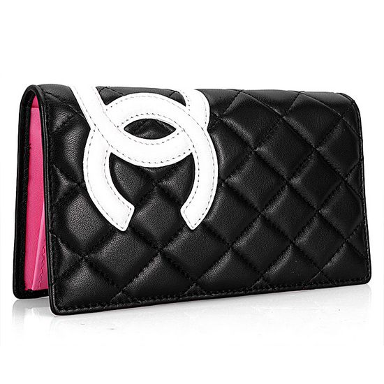 AAA Chanel Leather Bi-Fold Wallets A26717 White CC Logo Black Online